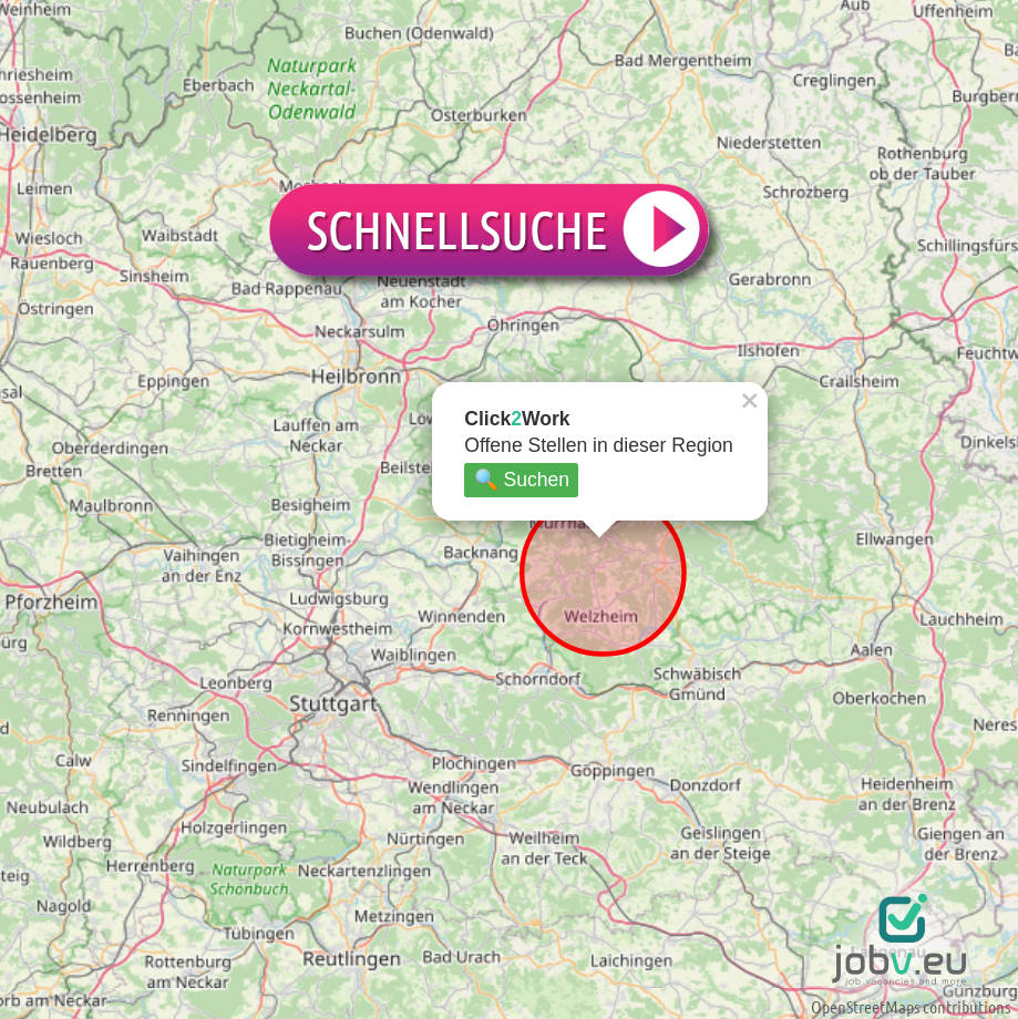 Click2Work — Stellensuche in Deutschland auf der Karte